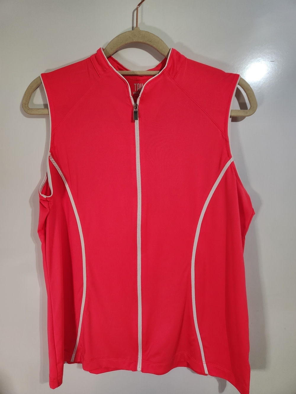 Tail Sleeveless Zip-Front Active Top, Size Large